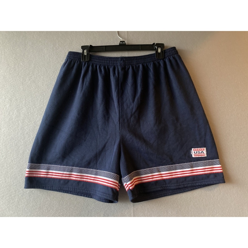 Vintage Basic Edition Shorts Mens XL Blue Elastic Waist Pockets Relaxed USA 2233